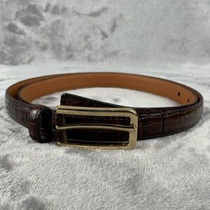 SAS Belt XXL 40 Brown with‎ Brass Buckle Made in USA Calfskin Croc Embossed Flaw
